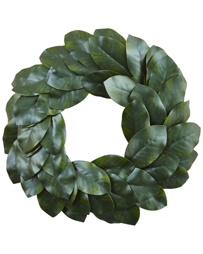 Nearly Natural 24in Magnolia Leaf Wreath In Green