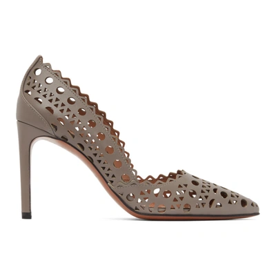 Alaïa Taupe Leather Vienne Heels In 809 Tourterelle