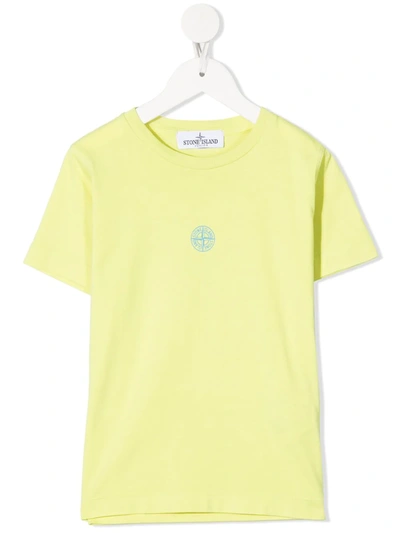 Stone Island Junior Yellow Kid T-shirt With Contrast Logos In Limone