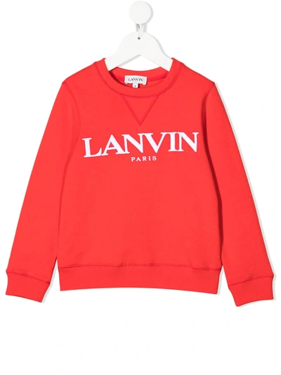 Lanvin Enfant Teen Logo-print Long-sleeve T-shirt In Red