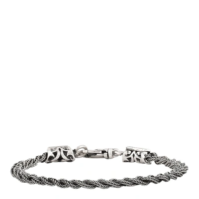Emanuele Bicocchi Braided Bracelet In Silver With Key Hook In Metal