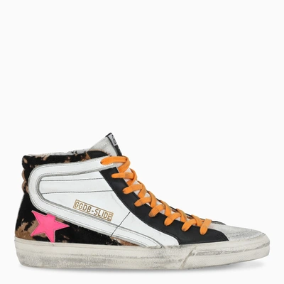 Golden Goose Slide Sneakers With Pony Leather Detail In Multicolor