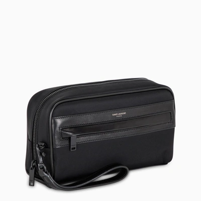 Saint Laurent Black Nylon And Leather Camper Camp Pouch