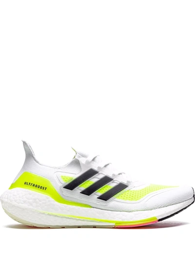 Adidas Originals Adidas Men's Ultraboost 21 Primeblue Running Trainers From Finish Line In White/yellow/black