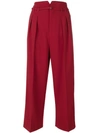 Red Valentino High-rise Crepe Cropped Wide-leg Trousers In Lacca
