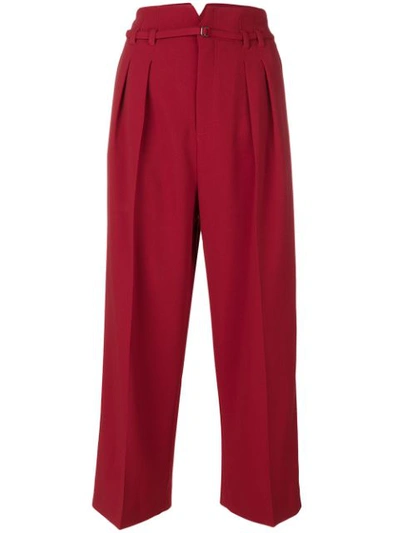 Red Valentino High-rise Crepe Cropped Wide-leg Trousers In Lacca