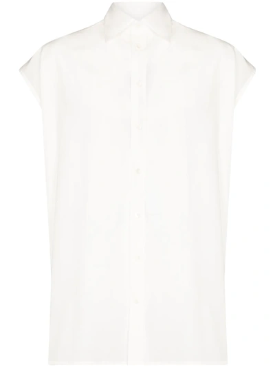 Dolce & Gabbana White Sleeveless Button-down Shirt