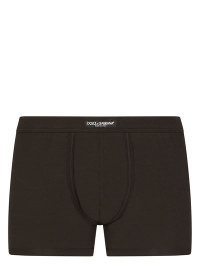 Dolce & Gabbana Ribbed Cotton Boxer Briefs In Green