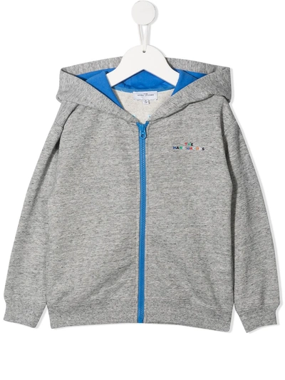 Marc Jacobs Kids' Logo-embroidered Zip-up Hoodie In Grey