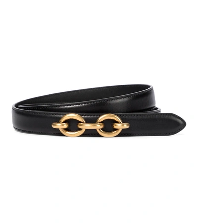 Saint Laurent Link Buckle Calfskin Leather Belt In Black