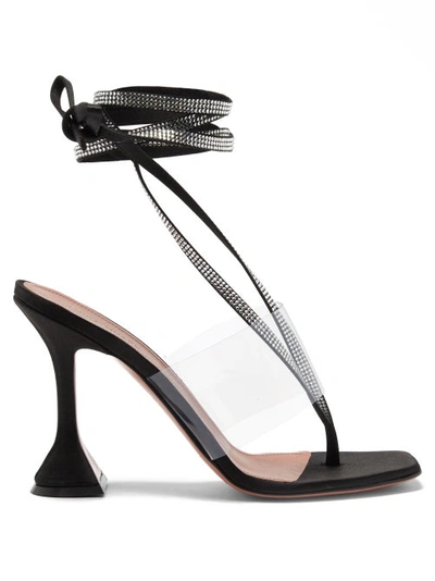 Amina Muaddi Zula Crystal Ankle-wrap Evening Sandals In Black