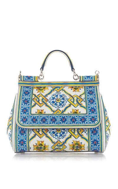 Dolce & Gabbana Blue Majolica Print Dauphine Sicily Shoulder Bag