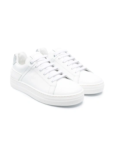 Balmain Kids' Low-top Leather Sneakers In White