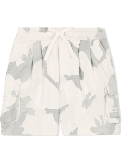 Dolce & Gabbana Kids' Jersey Jogging Shorts With Camouflage Print In Light Grey