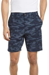 Vintage Print Hybrid Flat Front Shorts In Navy Camo
