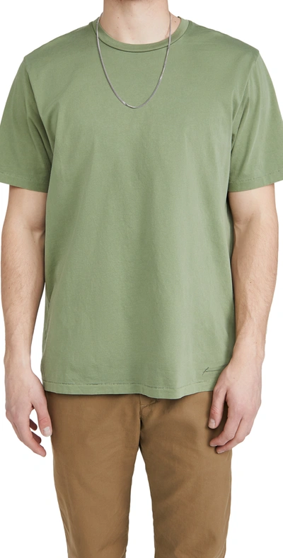 Frame Perfect Cotton Solid Tee In Oil Green