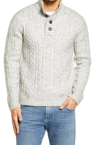 Schott Cable Knit Henley Sweater In Off White