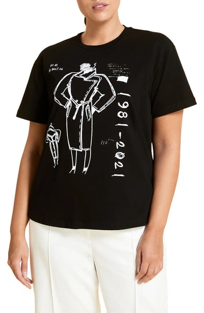 Marina Rinaldi Plus Size Vittoria Anniversary Graphic Jersey T-shirt In Black