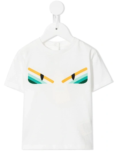Fendi Embroidered Monster Eye Baby Cotton T-shirt In White
