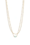 Kendra Scott Emilie Multistrand Pendant Necklace In Gold Light Blue Magnesite