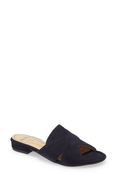 Ara Val Slide Sandal In Navy Suede