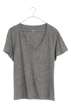 Madewell Whisper Lightweight Cotton V-neck T-shirt In Heather Iron