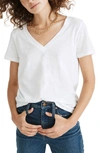 Madewell Whisper Cotton V-neck T-shirt In Optic White