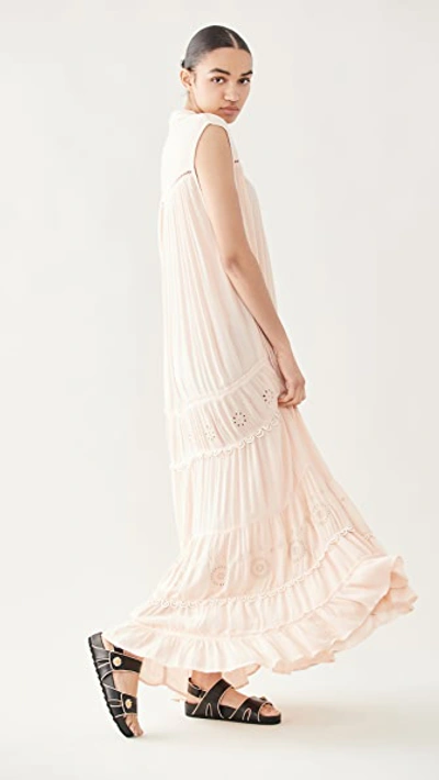 chinese dress ladies Free People Cozy Cream Knit Open Back Maxi Dress with Slight Bell Sleeve  (Large) main image 1