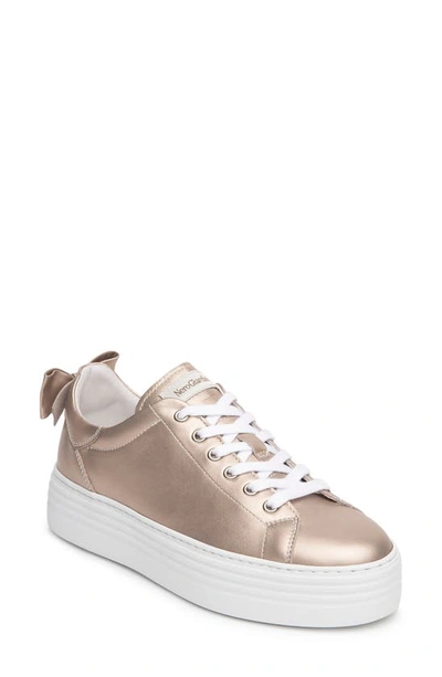 Nerogiardini Metallic Bow Skater Flatform Sneakers In Rose