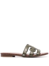 Sam Edelman Cut Out-detail Leather Sandals In Granite Green Leather