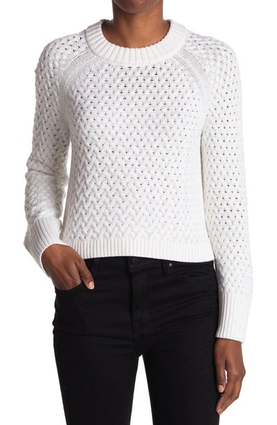 Alice And Olivia Alice + Olivia Leta Chunky Knit Crop Cotton & Wool Blend Sweater In Soft White