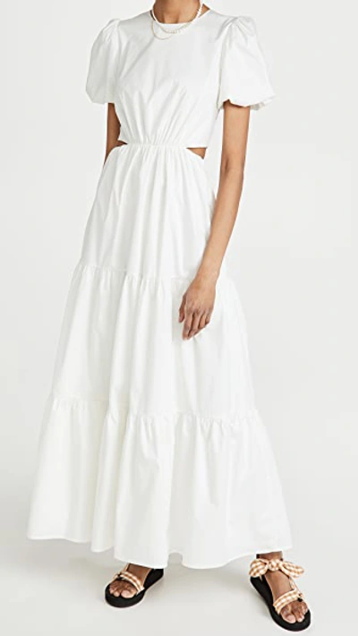 Wayf Plaza Cutout Puff Sleeve Maxi Dress In Ivory