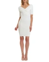 Herve Leger Couture Draped Ribbed Day Dress In Abalone