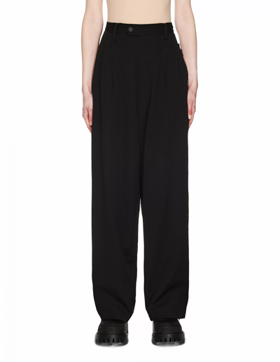 Y's Linen And Rayon Trousers In Black