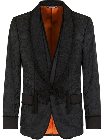 Dolce & Gabbana Jacquard Tuxedo Blazer In Black