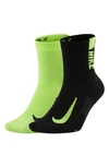 Nike Jordan Everyday Max Assorted 2-pack Crew Socks In Black/volt
