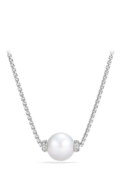 David Yurman Solari Pendant Necklace With Diamonds & Cultured Freshwater Pearl In White/silver