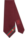 Gucci Silk Tie With Bee Web In Red Silk