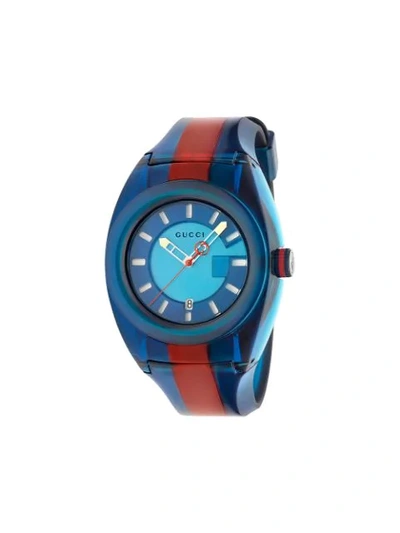 Gucci Sync Transparent Rubber Strap Watch, 46mm In Blue