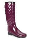 Hunter Refined Gloss Quilted Tall Rain Boots In Martian