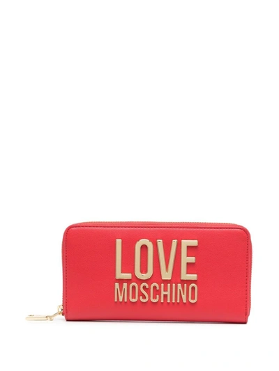 Love Moschino Grained Faux-leather Logo Wallet In Red