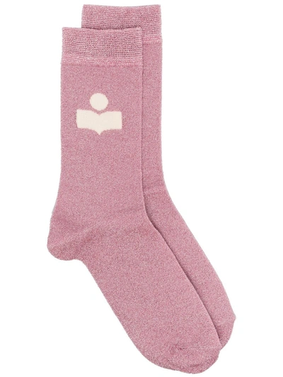 Isabel Marant Metallic Logo-intarsia Socks In Candy Pink