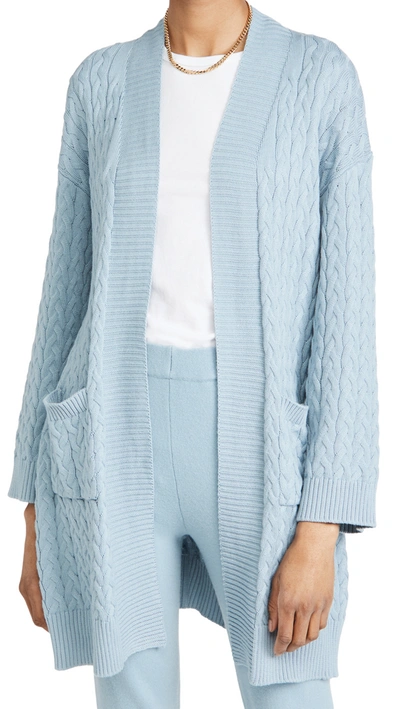 Sablyn Mirna Long Cable-knit Cardigan In Sky