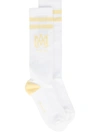 Amiri Men's Ribbed Logo Striped Socks In White