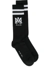 Amiri Men's Ribbed Logo Athletic Socks In Black