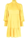 Alice And Olivia Karena Smock Neck Long Sleeve Babydoll Dress In Golden Rod