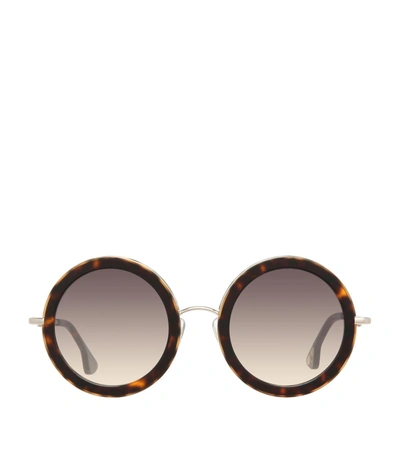 Alice And Olivia Beverly Round Sunglasses In Brown