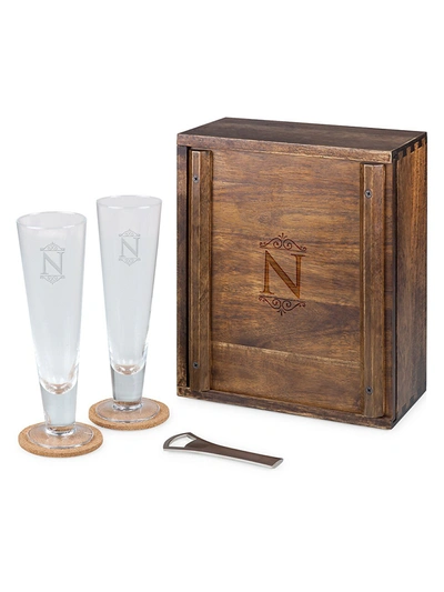 Picnic Time Monogram 8-piece Pilsner Beer Glass Gift Set In Letter B