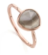 Monica Vinader Siren Semiprecious Stone Stacking Ring In Grey Agate/ Rose Gold