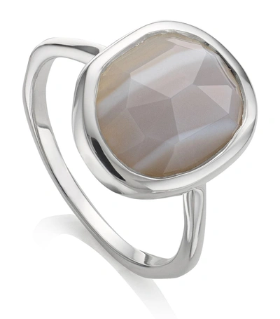 Monica Vinader 'siren' Medium Semiprecious Stone Stacking Ring In Silver/ Grey Agate